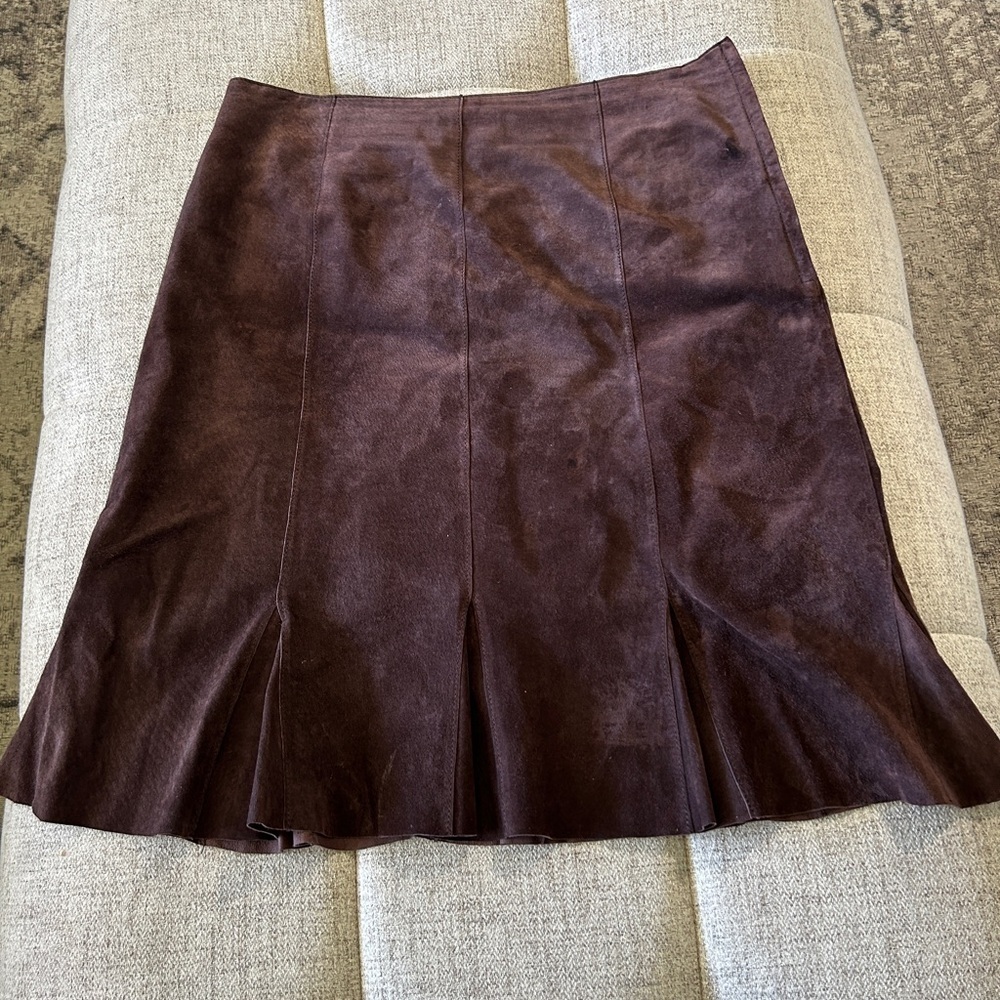BROWN LEATHER KAREN KANE SKIRT 8